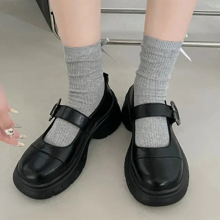 BXOXO Chunky Loafers Shoes autumn Women Japanese Style Slip On brown Lolita Shoes Women Fashion Thick Sole Round Toe Uniform Shoe