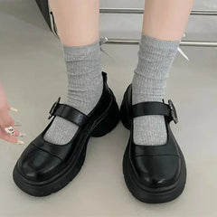 BXOXO Chunky Loafers Shoes autumn Women Japanese Style Slip On brown Lolita Shoes Women Fashion Thick Sole Round Toe Uniform Shoe