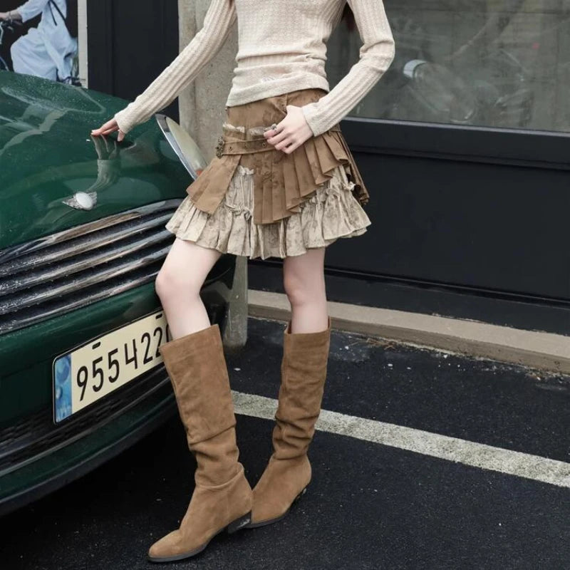 BXOXO New wasteland style street fashion ins retro old heavy industry depressed two-piece pleated women skirt goth skirt