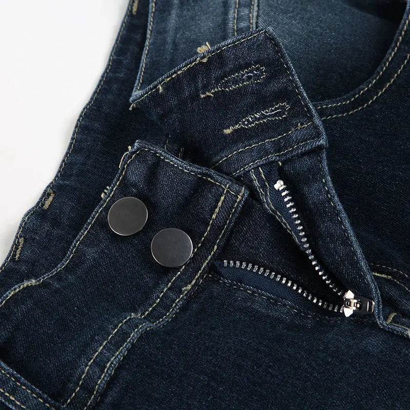 Bxoxo Vintage Washed Basic Flared Jeans Women Low Waist American Style Slim Denim Pants Button-up Trousers Casual Aesthetic