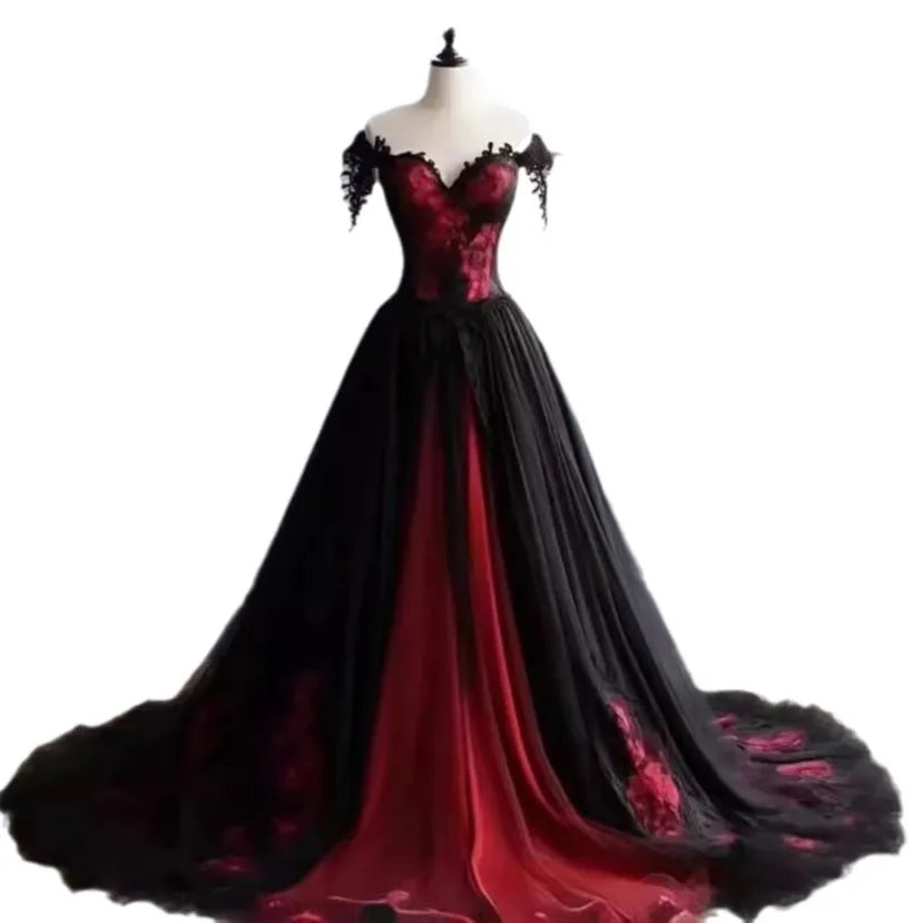 BXOXO Burgundy Lace Sweetheart Prom Evening Dresses A-Line Lace up back Backless Party  gown