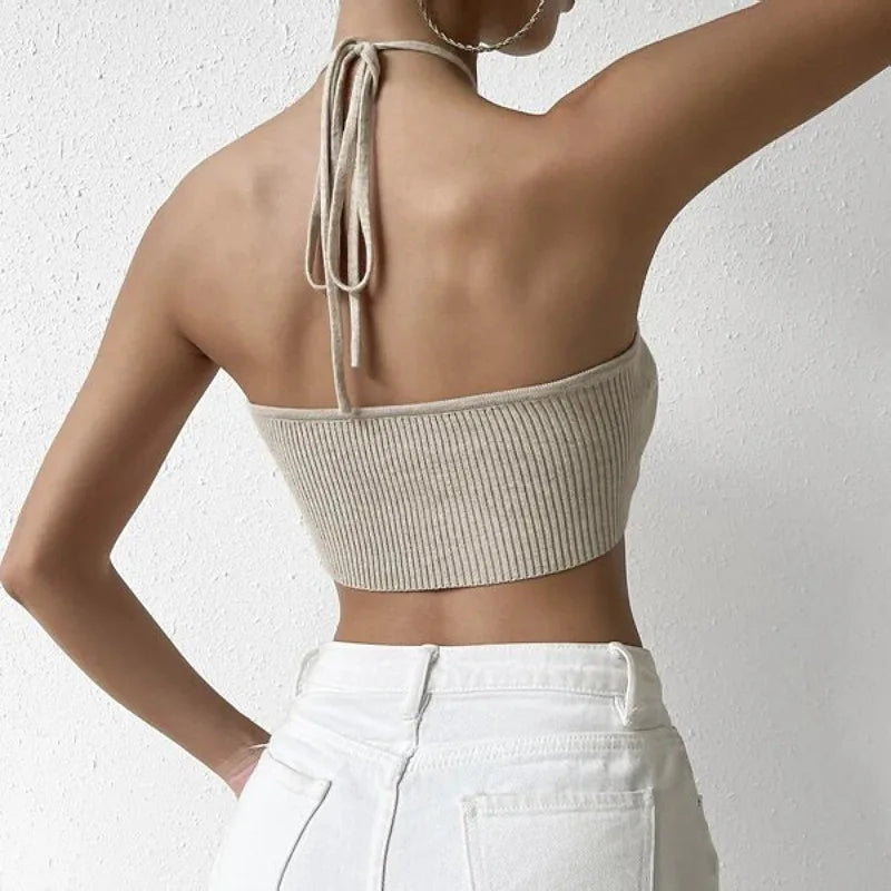 BXOXO Sexy Suspenders Top Women Camisole Slim Sexy Stretch Push Up Bra with Chest Pads Cropped Navel Short Tube Top Summer New Tops