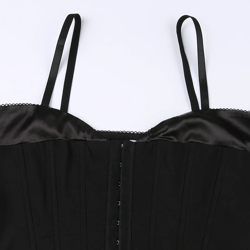 Bxoxo Sexy Low-cut Spaghetti Strap Women Tank Top Casual Black Camisole Vintage Slim Fit Vest All-match Trend Outfit Clubwear