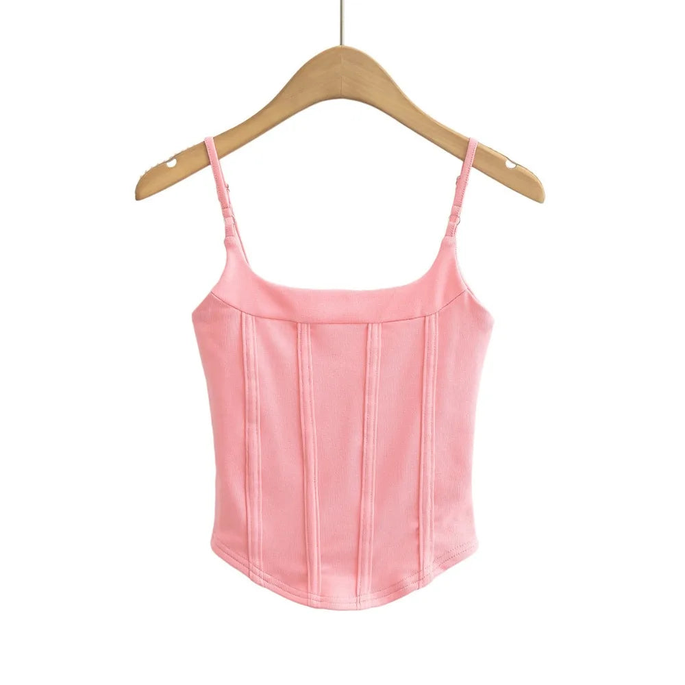 Bxoxo Sexy Spaghetti Straps Cotton Vest Women Summer Korean Solid Slim Sleeveless Camis Y2K Fashion Patchwork Female Crop Tops