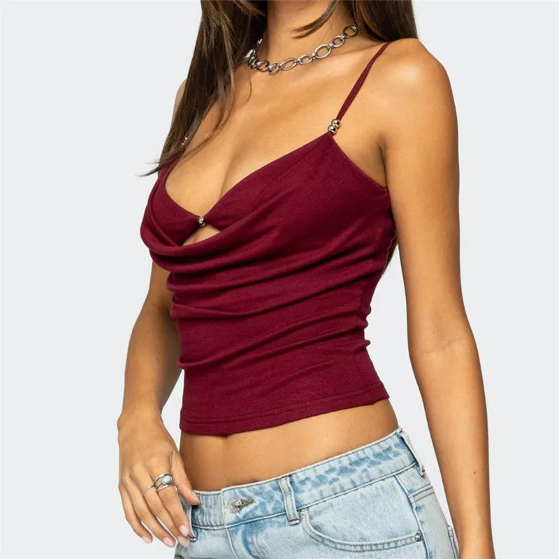 BXOXO Chic Women Camisoles Solid Color Spaghetti Strap Casual Tank Tops Summer Fashion Sleeveless Tops Y2K Streetwear