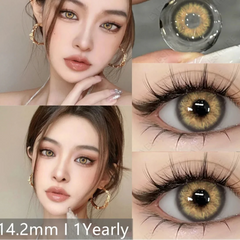 BXOXO 1Pair Myopia Lenses Color Contact Lenses With Diopters Prescription Natural Yaerly Brown Lenses Gray Colored Contacts