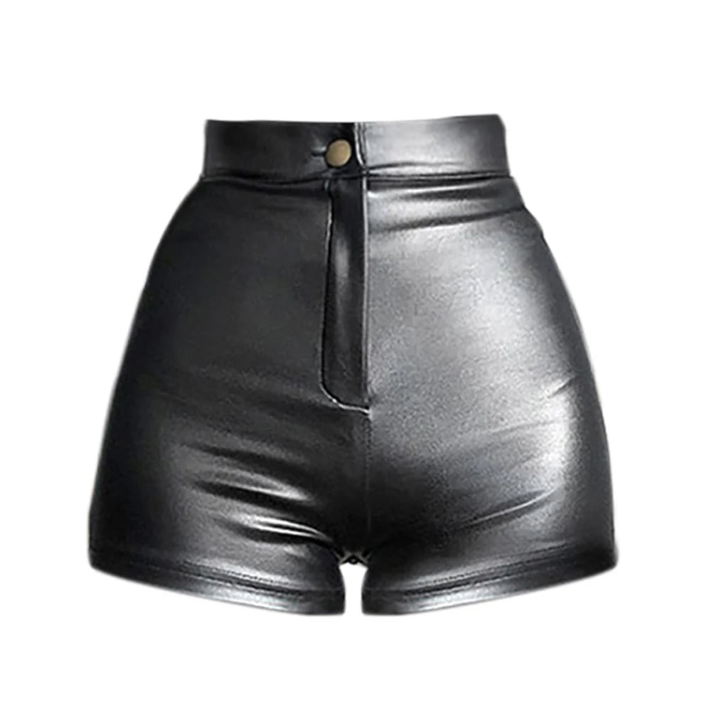 BXOXO New Sexy Summer and Autumn Stretch Plus Size Tight Black Faux Leather Shorts Casual Shorts Leather Pants for Women