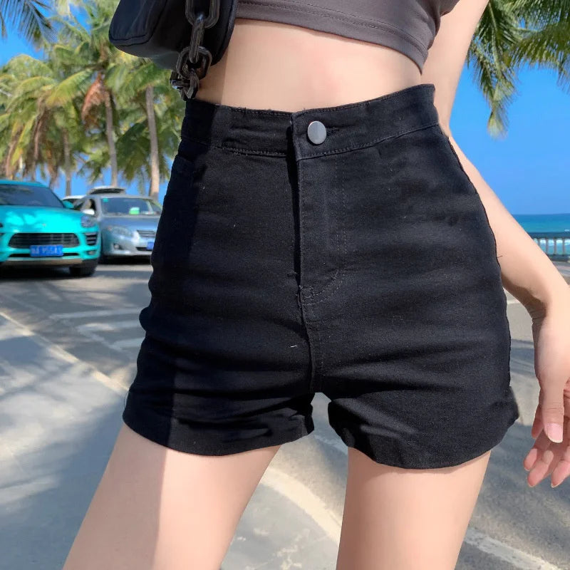 BXOXO Shorts Women Solid Skinny Korean Style Elasticity New Fashion Slim Sexy Streetwear Denim Summer Hot Short Vinatge Womens Leisure