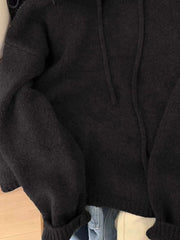 Bxoxo Autumn Knitted Hoodie for Women Korean Loose Thick Warm Casual Sweatshirt Bf Solid Simple Basic All Match Pullover Sweater New