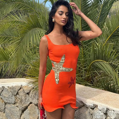 BXOXO Sparkling Sequined Strap Women's Knit Mini Dress Elegant Shiny Sleeveless Bodycon Holiday Dresses Beach Party Vestido