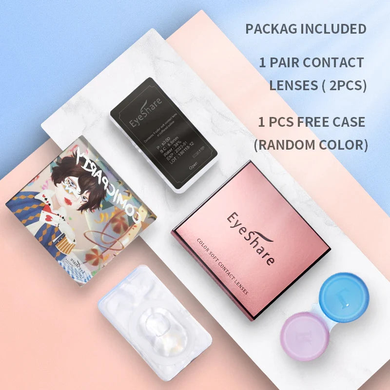 BXOXO 1pair Colored Contact Lenses Purple Eye Lens Yearly Cosplay Blue Green Cosmetic Contacts Helloween Soft Makeup Pupils
