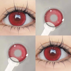 BXOXO 1Pair Red Colour Contacts Lenses Prescription Myopia Halloween Red Eye Lenses Beauty Pupil Makeup Lenses
