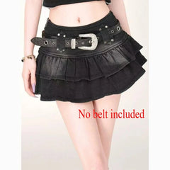 Bxoxo Black Gothic Mini Skirt Woman Y2K Korean Fashion High Street Aesthetic Elegant Retro A-line Mini Denim Skirt Outfits 2025