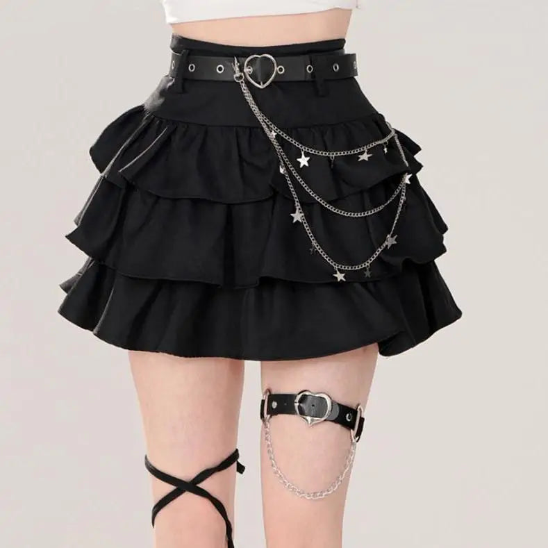 BXOXO Summer Women Lace Up Dark Academia E-girl Japanese Y2k Irregular Midi Pleated Denim Skirt Gyaru Coquette Harajuku 2000s Jean New