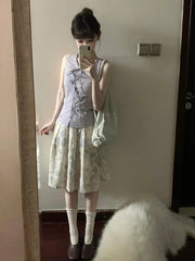 BXOXO Vintage Sweet Skirts Women Summer Fashion 2025 New Floral Printed French Style Chic Female Midi Skirt Casual Elegant
