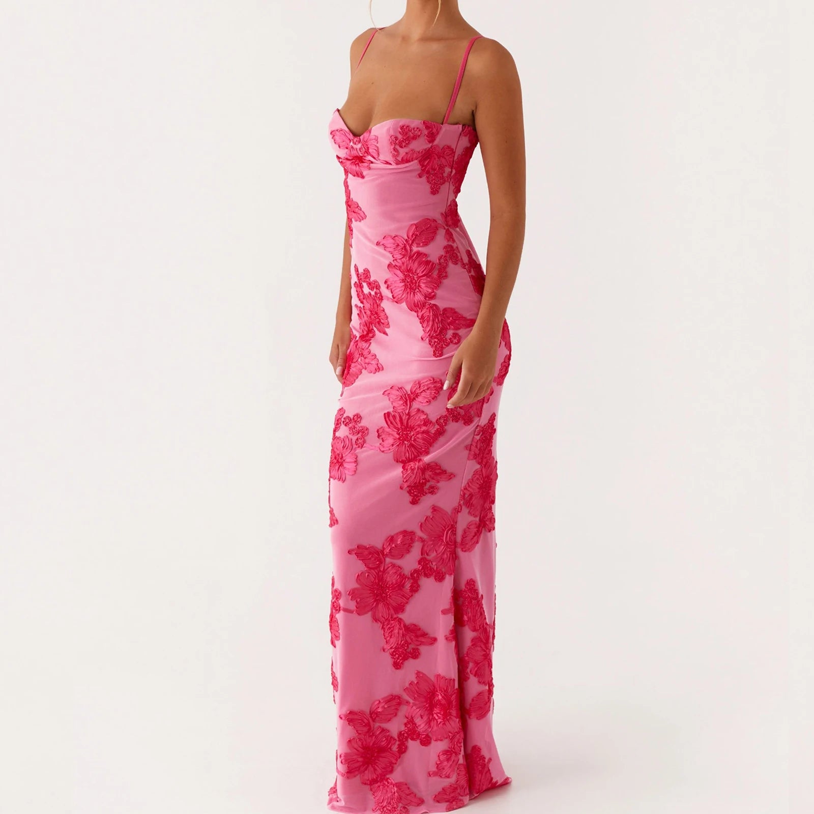 BXOXO Women Floral Long Cami Dress Y2K Backless Slip Bodycon Dress Sexy Spaghetti Going Out Maxi Dresses Summer Beachwear