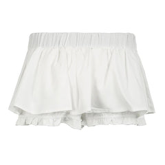 BXOXO Summer Low Rise Pleated Skirt with Shorts Korean Style Belt Patchwork Miniskirt for Women y2k Streetwear Ladies Clothing