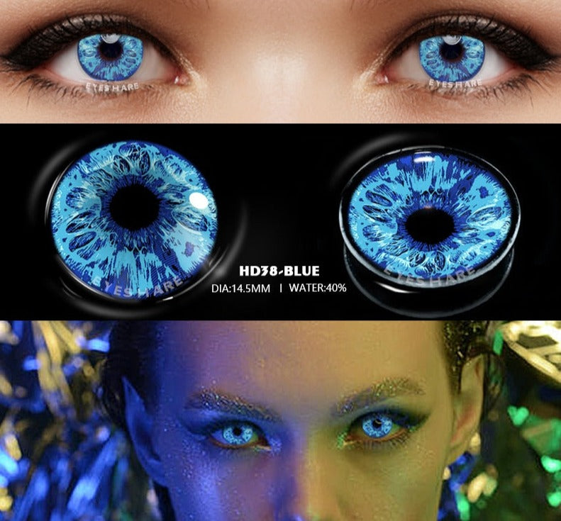BXOXO 1pair Halloween Cosplay Color Contacts Lenses For Eyes Blue Black Colored Lens Anime Yearly Beauty Makeup Contacts Lens