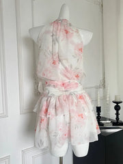 BXOXO Floral Party Dress Women 2024 Summer Vintage Sleeveless Vacation Mini Dress Female French Fairy Elegant Dress Korean Chic