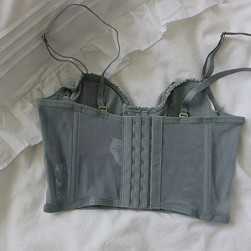 Bxoxo Three-dimensional embroidered bra sexy lace fish bone corset widened breasted with steel ring 2/1 half cup bralette underwear