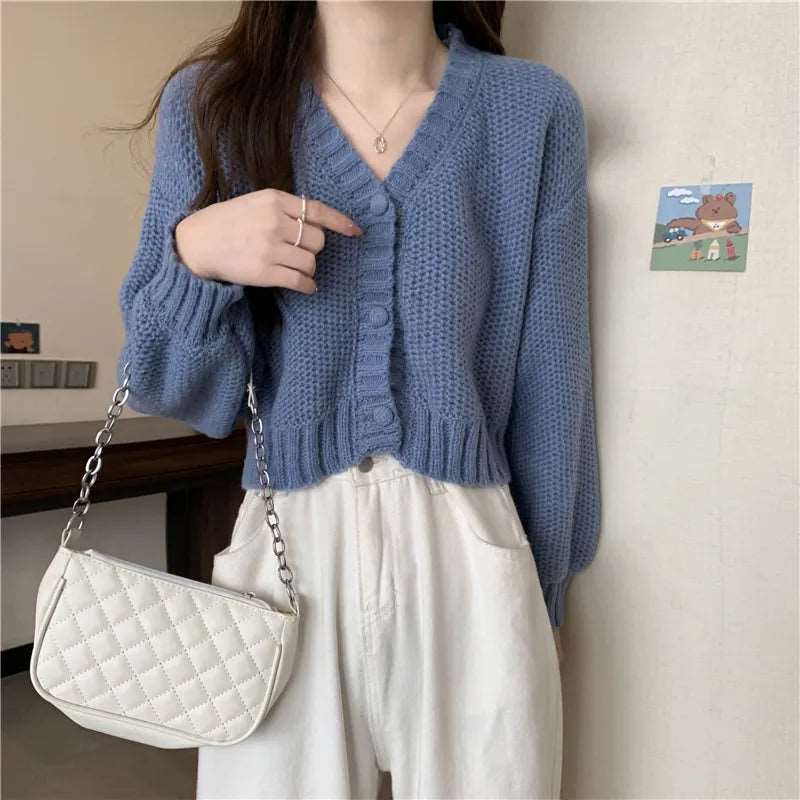 BXOXO - Button-Up V-Neck Knit Cardigan