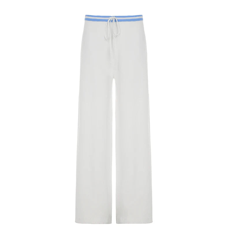 BXOXO Casual Chic Stripe Patchwork Wide Leg Pants Fashion Simple Basic Loose Pants Summer New Women's Clothes