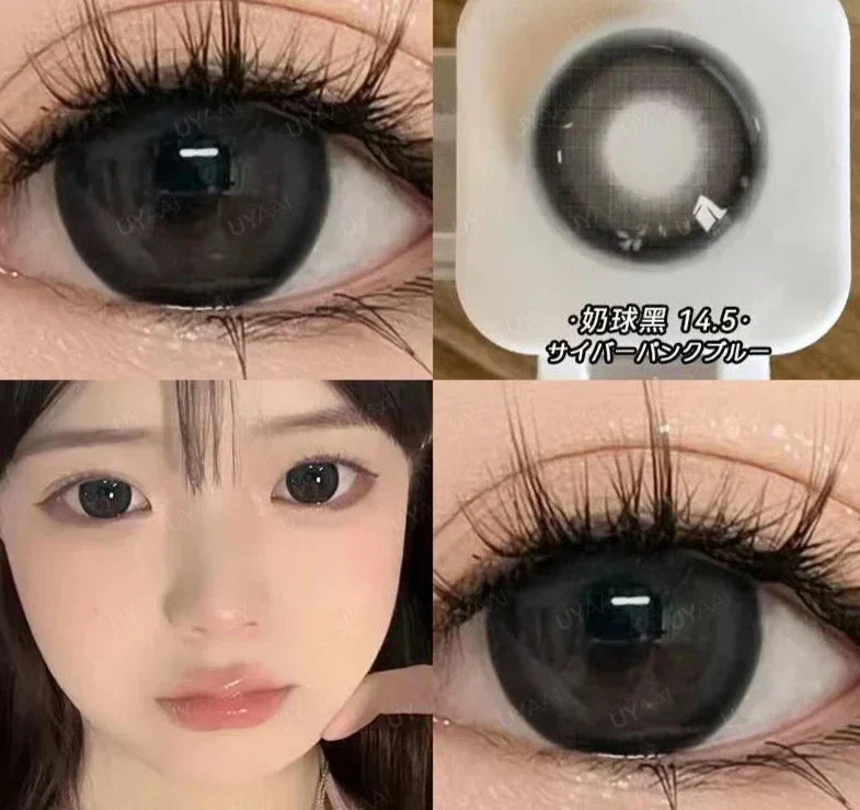 BXOXO 15mm Big Diameter Black Lenses 14.5mm Lenses Colored Contact Lenses for Eyes Big Eye Lenses Natural Look Lenses