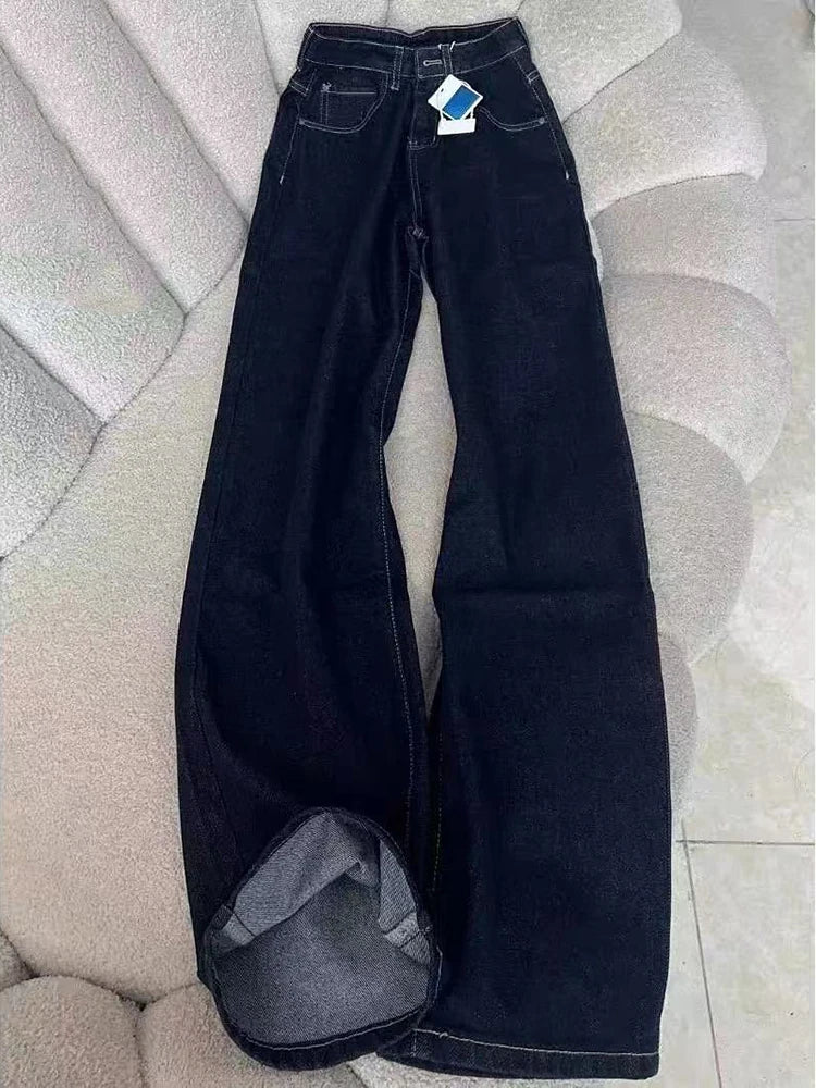 Bxoxo American Retro Flared Jeans Women High Waist Loose Washed Wide Leg Pants Bf Harajuku Hip Hop Patchwork Denim Trousers New