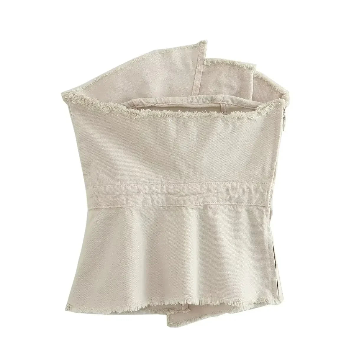 BXOXO  Women Patchwork Denim Strapless Tank Sleeveless Female Tops 6X0144