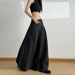 Bxoxo White High Waist Casual Midi Skirt Women Summer New Loose A Line Skirts Fashion Simple Basic Solid Quick Drying Skirt Mujer