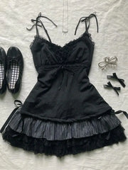 BXOXO DRESS TO IMPRESS Punk Y2k Skirts Women Clothes Goth Sexy Ropa Aesthetic Stripe High Waist Lace Bow MIni Skirts Grunge Emo Girl 2000s Short Skirt