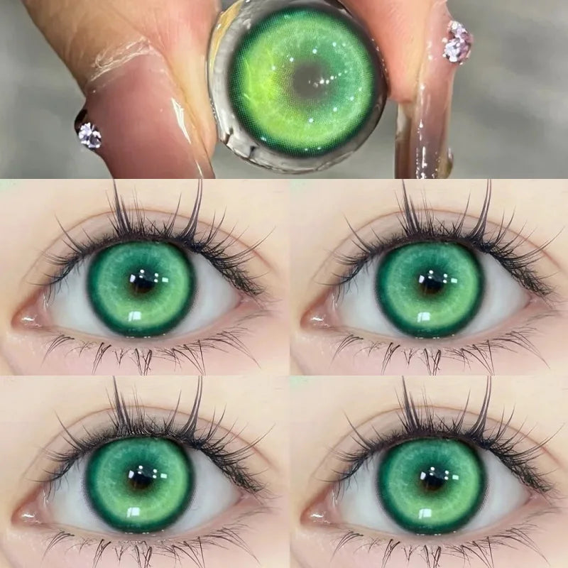 BXOXO 2pcs New Colored Contact Lenses for Eye Anime Eye With Degree Yellow Contacts Lenses Halloween Pupils Makeup Contact Lens