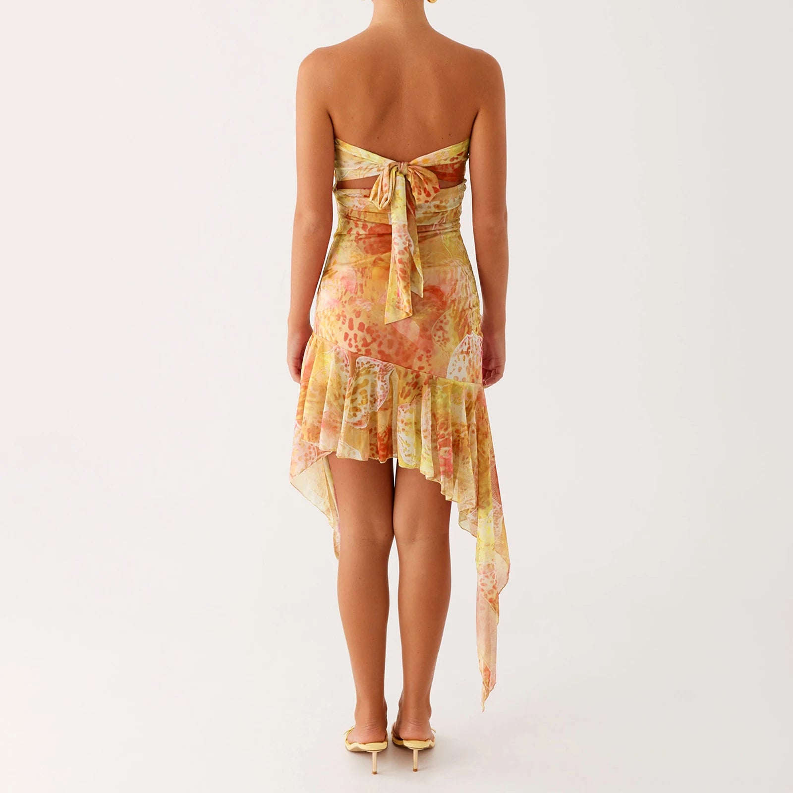 BXOXO Women Y2K Floral Mini Tube Dress Strapless Backless Bodycon Short Dress Boho Sleeveless Bandeau Sundress Beachwear