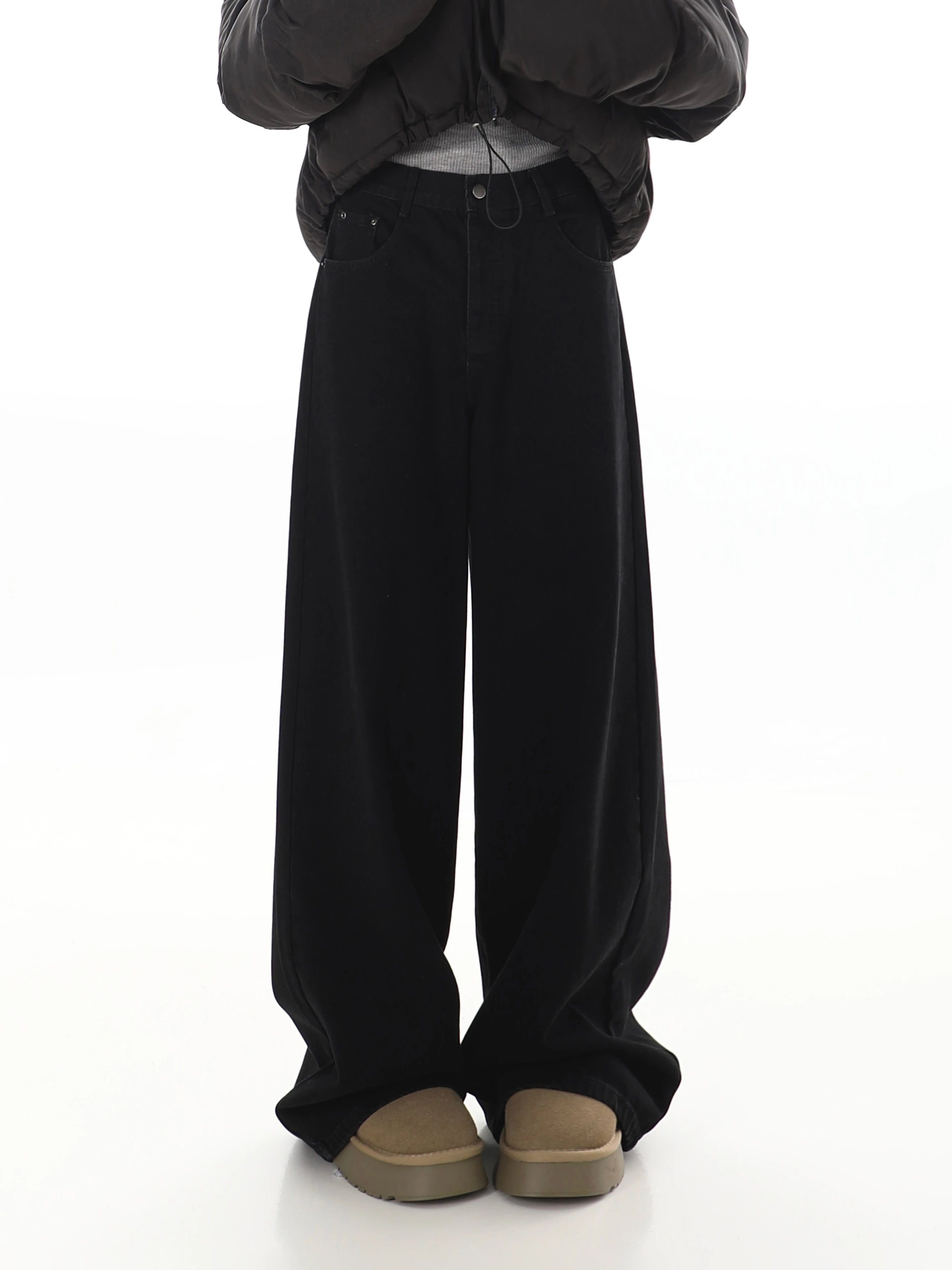 Bxoxo Y2K Black Jeans for Women Korean Fashion Streetwear High Waist Wide Leg Denim Pants Female Baggy Straight Trouser