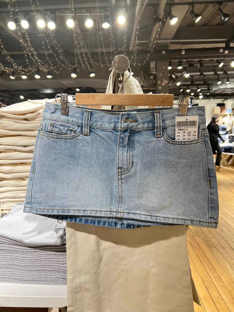 BXOXO American Vintage Denim Mini Skirts Women Summer Fashion High Waist Straigth Short Faldas Casual Fashion Streetwear Cotton Skirt