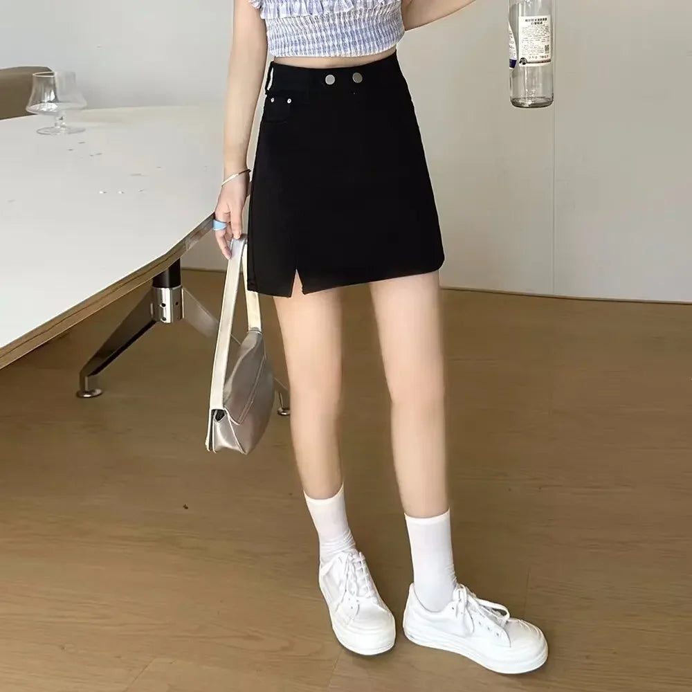 BXOXO - Double Button Denim Mini Skirt