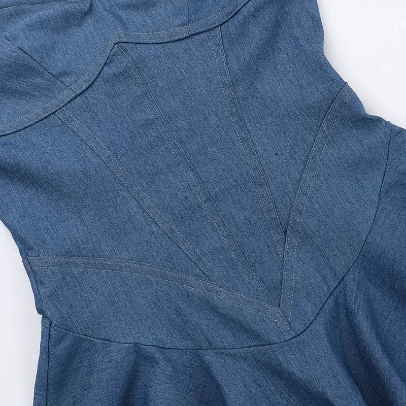 BXOXO Summer New Temperament Wrap Hip A Skirt European And American Style Sexy Bra Imitation Denim Dress For Women