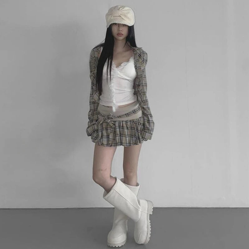 BXOXO Korean Style Tank Tops Women Lace Patchwork Sleeveless Tee Tops Streetwear Y2k Japanese 2000s Camis Streetrwear Tanks
