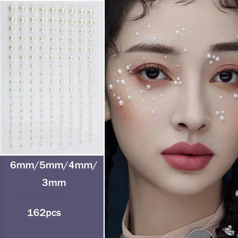 BXOXO Fashon Butterfly Face Stickers Pearl Temporary Tattoo Stickers Waterproof Glitter Eyeshadow Body for Festival Makeup