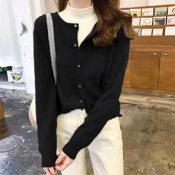 Bxoxo Knitted Sweater Cardigan Loose-fit Warm Jacket Inner Wear Outer Korean Style Stylish Women's Top Core-spun Yarn