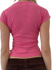 BXOXO Women Y2k Graphic Print Tees Long Short Sleeve Round Neck Crop Tops E-Girls Slim Fit Streetwear