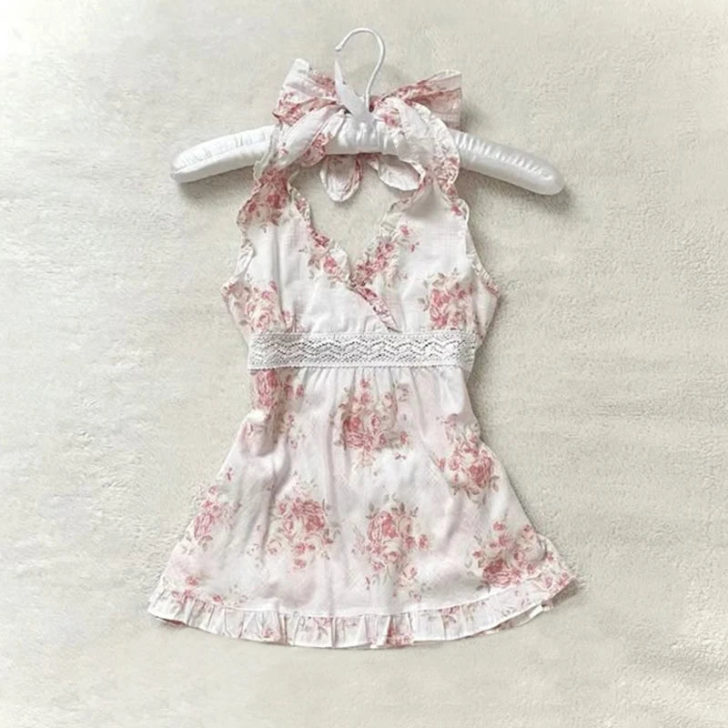BXOXO American Retro Harajuku Kawaii Fairy Tale Aesthetic Women Camisole Tee Casual Slim Chic Print Sleeveless Crop Top Y2K Streetwear