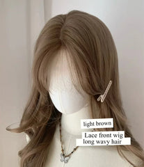 BXOXO Light Brown Wig for Women Long Wavy Hair Synthetic Wig for Daily Life Cosplay Lolita Heat Resistant Headband Wigs