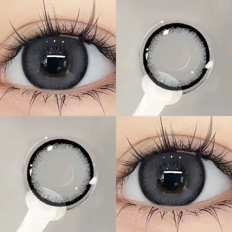 BXOXO 2PCS Korea Colored Contact Lenses Myopia Degree -0.00 to -8.00 Gray Eyes Beauty Pupil Brown Makeup Lens