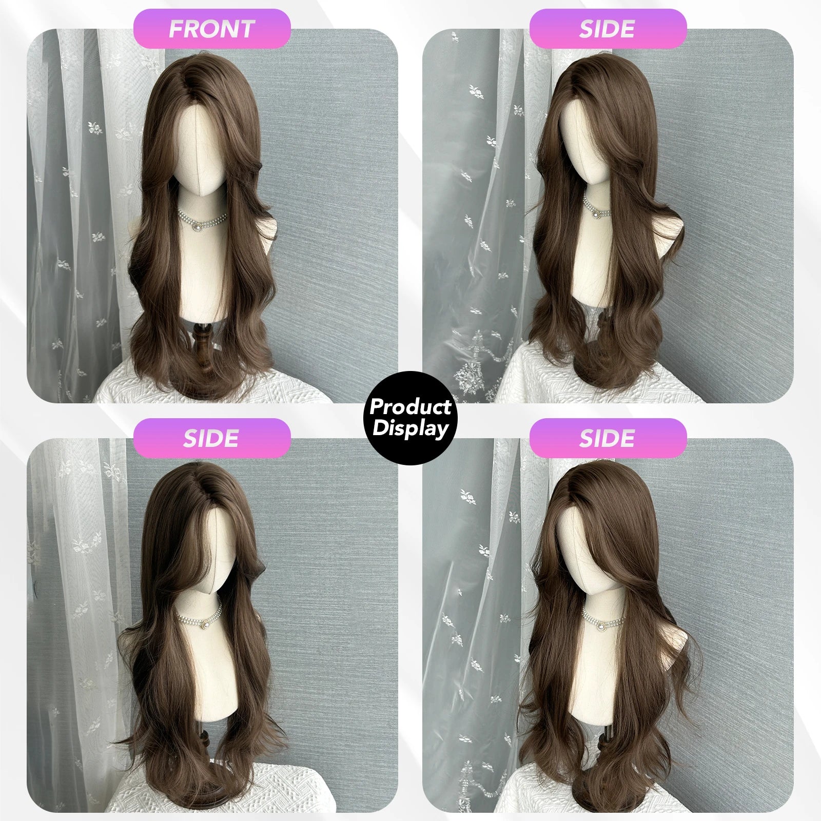 BXOXO 26 Inch Lace Front Wigs Curly Wave Fiber Synthetic Wig Heat-resistant Non-Glare Natural Soft Cosplay Hairpiece For Women