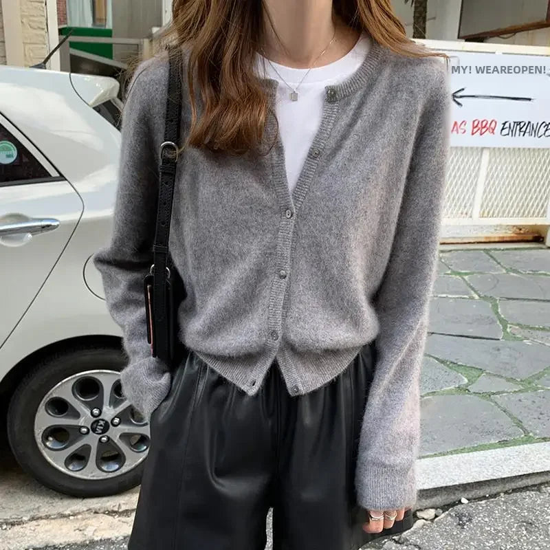 Bxoxo Knitted Sweater Cardigan Loose-fit Warm Jacket Inner Wear Outer Korean Style Stylish Women's Top Core-spun Yarn