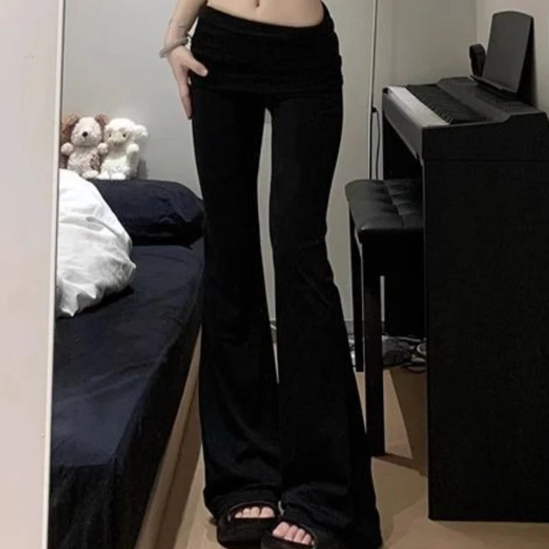 Bxoxo Gray High Waist Basic Flared Pants Solid Color Jogging Fitness Yoga Trousers Slim Korean Fashion Casual Streetwear Lady