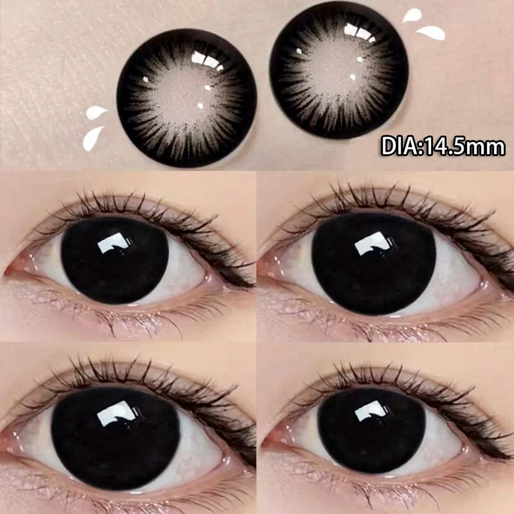 BXOXO 2Pcs Natural Eyes Contacts Lenses Myopia Prescription Circle Colored Lenses Beauty Pupil Makeup Lens Yearly