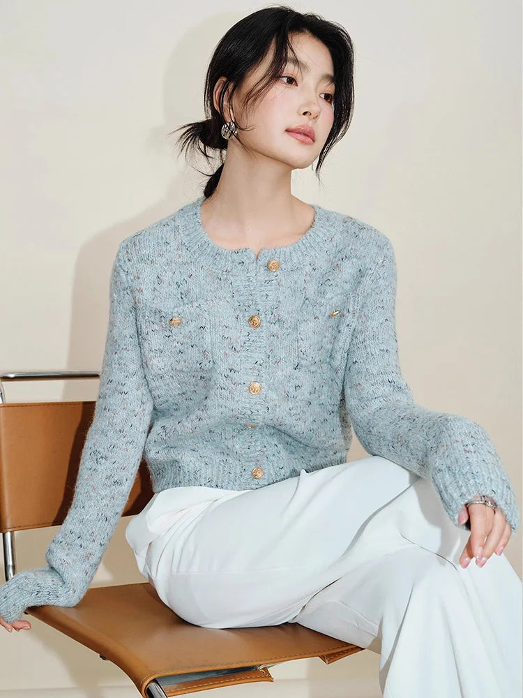 Bxoxo Elegant Women Sweet Cardigan Sweaters Vintage Long Sleeve French Knitted Jacket Fall O Neck Female Single Breasted Retro Tops