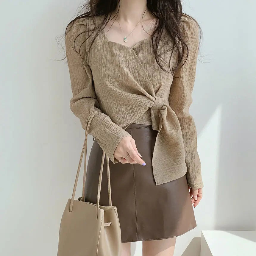 Bxoxo Tops for Women Elegant Social Clothes Korean Style Womens Shirt & Blouse Spring Long Sleeve White Chic Streetwear S Pretty Cute